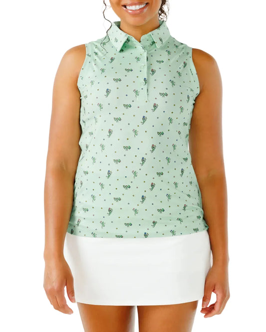Waggle Women's Apparel > Tops Waggle Women's Sleeveless Polo Real Dill