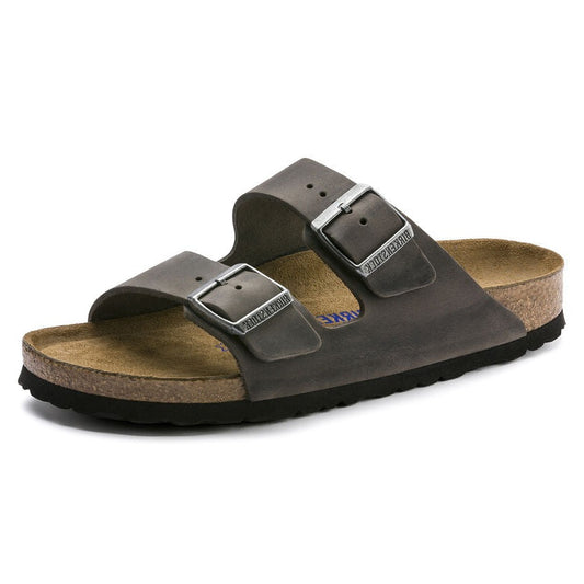Birkenstock Men's Arizona Soft Footbed Sandal Iron Oiled Leather Standard
