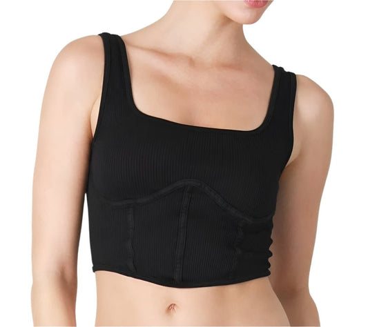Nikibiki 181 6 Black Niki Biki Women's Ribbed Square Neck Corset Top NS8221
