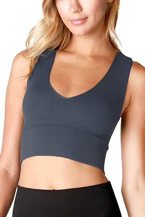 NIKIBIKI 181 654 Ink Blue Nikibiki Women's Plunge V-Neck Crop Top NS7829